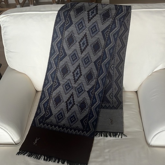 YSL Vintage Wool Rectangular Scarf/Wrap - Picture 3 of 9
